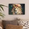 Leeuw - Leeuwenkop - Wilde dieren - Bloemen canvas 2cm klein -sfeer1