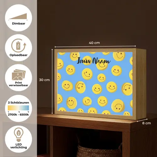 Smileys - Geel - Blauw Light Box met batterij (Wandlamp kind) middel -USP_websiteoverzichtNL