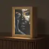Vrouw - Goud - Portret - Modern - Zwart - Abstract Light Box met kabel (Tafellamp) klein -z3d_website