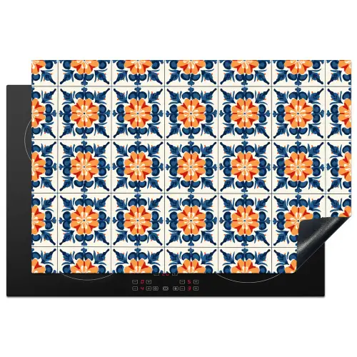 Traditioneel - Tegel - Oranje Inductie beschermer vinyl 3mm klein 276 -3d