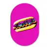 Hotdog - Roze - Retro Wandcirkel Ovaal Forex klein -3d