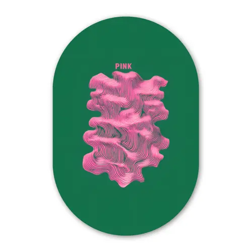 Abstract - Pink - Lijnen - Groen Wandcirkel Ovaal Glas middel -3d