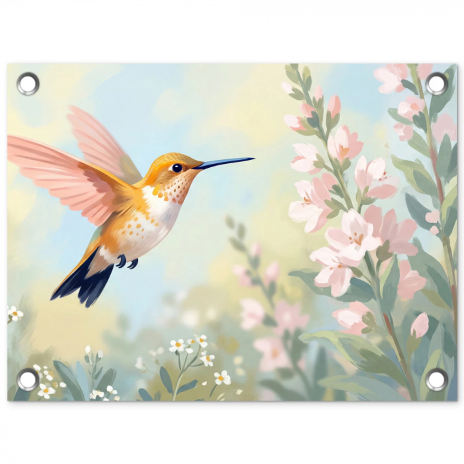 Kolibrie - Illustratie - Kleurrijk tuinposter los doek klein -3d