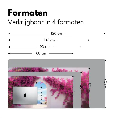 Zee - Roze - Bloemen - Poort Muismat XXL klein -sfeer5