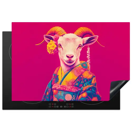 Geit - Hoorns - Kimono - Kleurrijk Inductie beschermer vinyl 3mm klein -3d