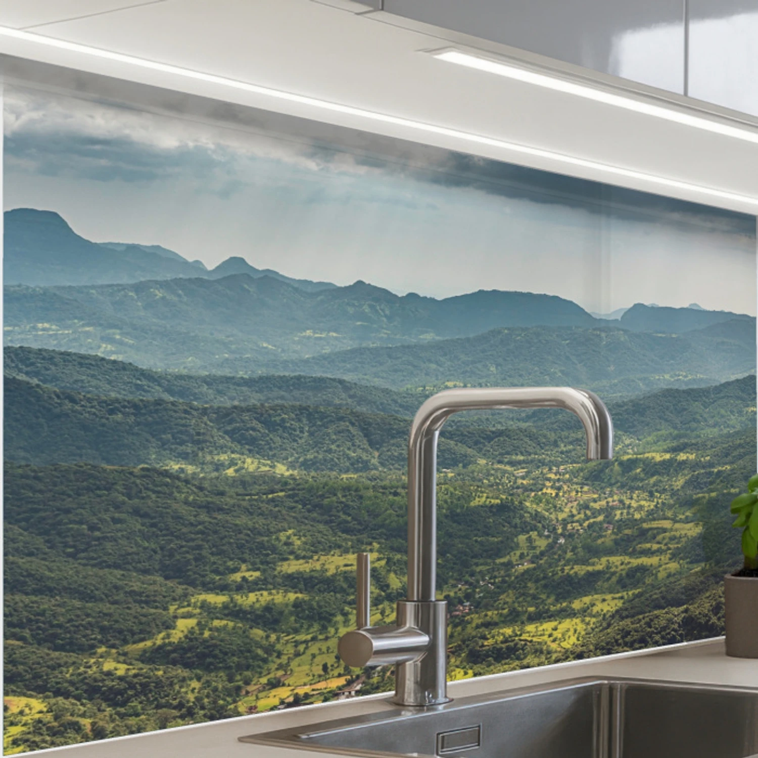 Landschap - Vallei - Groen keuken achterwand 2 middel -zzzz3d_schuin