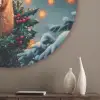 Hert - Kerst - Winter - Sneeuw - Kerstkrans Akoestische PET Vilt - Rond klein -sfeer5_closeup