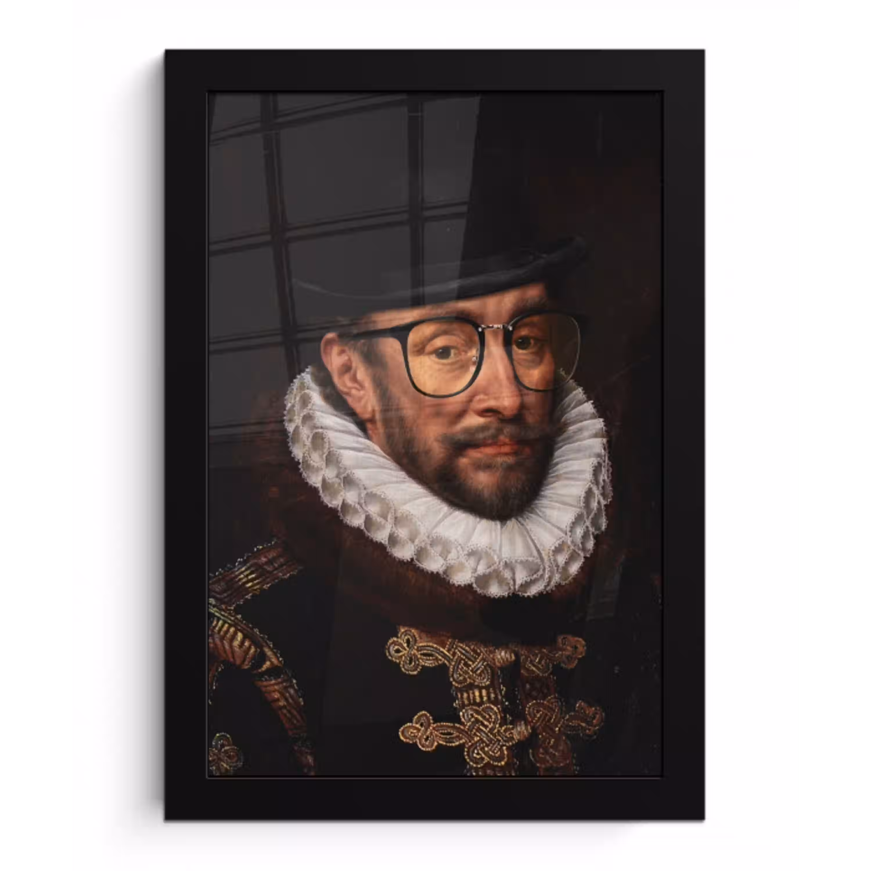 Willem van Oranje - Adriaen Thomasz - Bril fotolijst zwart zonder passe partout klein -3d