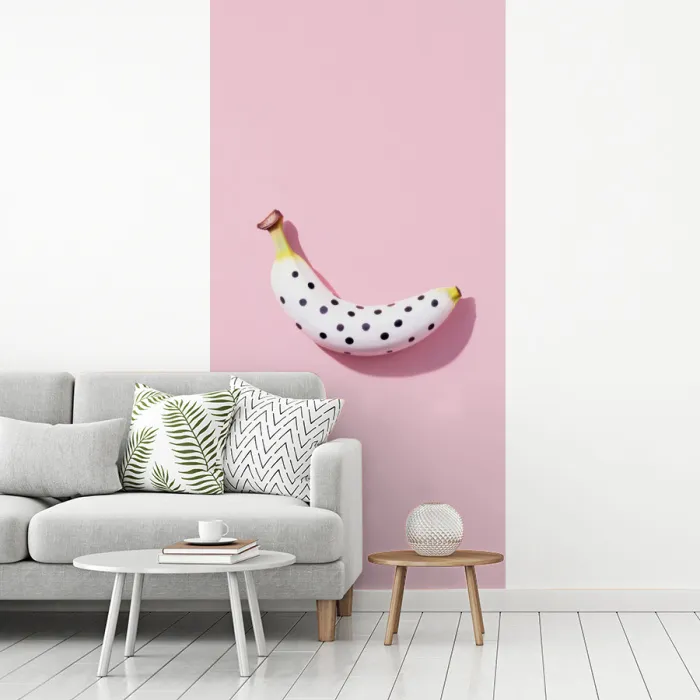 Banaan - Stippen - roze fotobehang vinyl groot -woonkamer