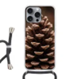 Dennenappel - Bos - Herfst - Bruin - Sfeervol Hoesje iPhone 16 Pro Max met koord klein -3d