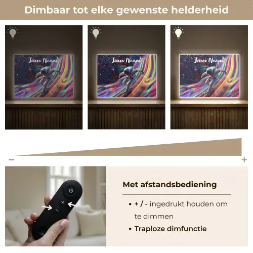 Astronaut - Ruimte - Skateboard - Kleurrijk Light Box met batterij (Wandlamp kind) middel -USP_dimbaarNL