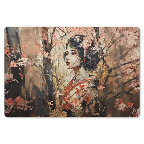Kimono - Vrouw - kersenbomen Placemat vinyl groot -zzsfeer1_Kitchenyeah-website