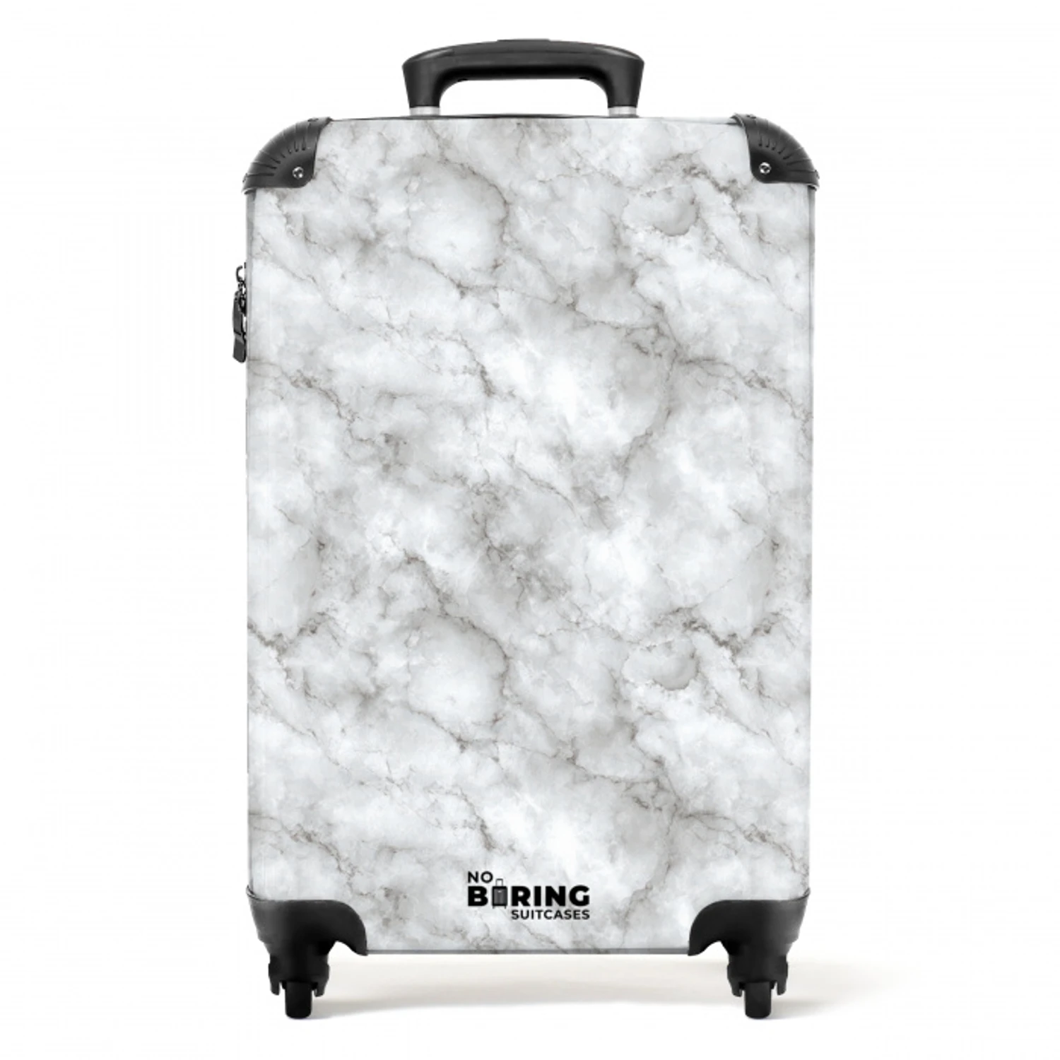Grijs - Marmer - Klassiek - Aders NBS - Handbagage koffer - Volwassenen Unisex middel -productfoto_recht