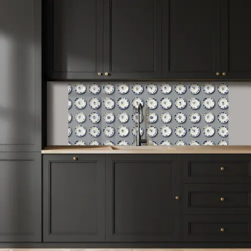 Borden - Bloemen - Blauw - Wit keuken achterwand 2 middel 871 -sfeer1