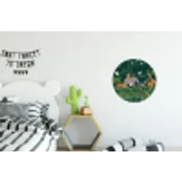 Tropisch - Jungle -  Groen Wandcirkel aluminium klein -kinderkamer