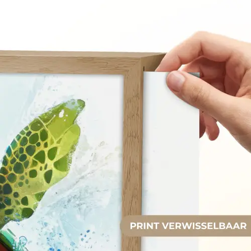 Schildpad - Cartoon - Water - Groen Light Box met batterij (Wandlamp kind) middel -USP_websiteprintNL
