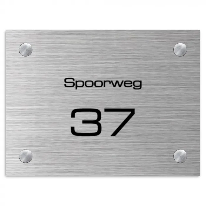 Metaal - Modern Naambord Rechthoek middel -3d