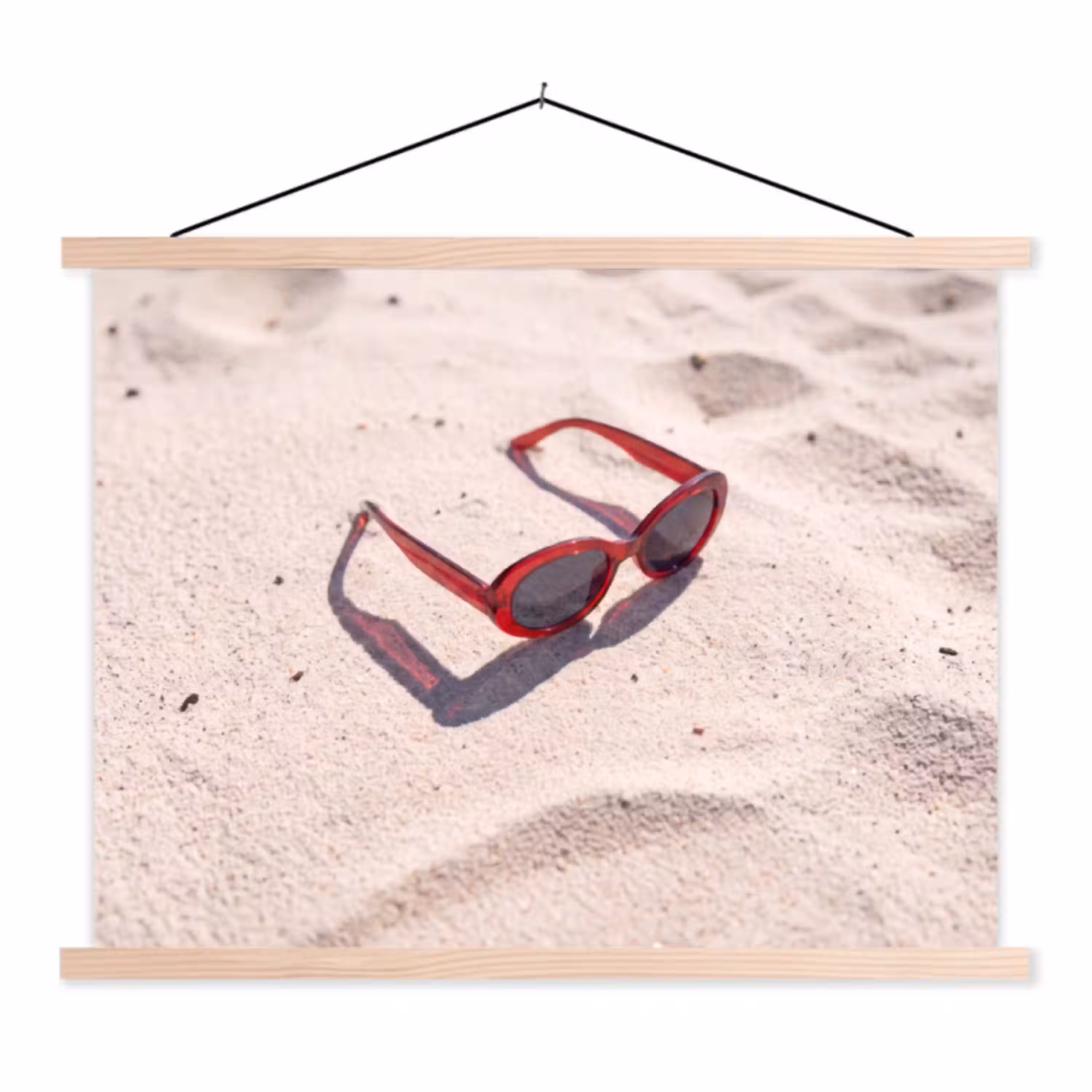 Zonnebril - Strand - Vakantie - Rood textielposter latten blank klein -3d