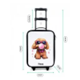 Bruine hond met roze bril en kauwgombal Kinderkoffer - Zwart klein -productfoto_formaten