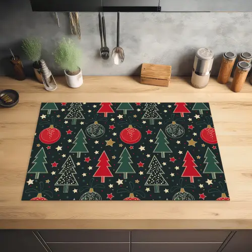 Illustratie - Kerst - Sterren - Groen Inductie beschermer vinyl 3mm klein 276 -sfeer5