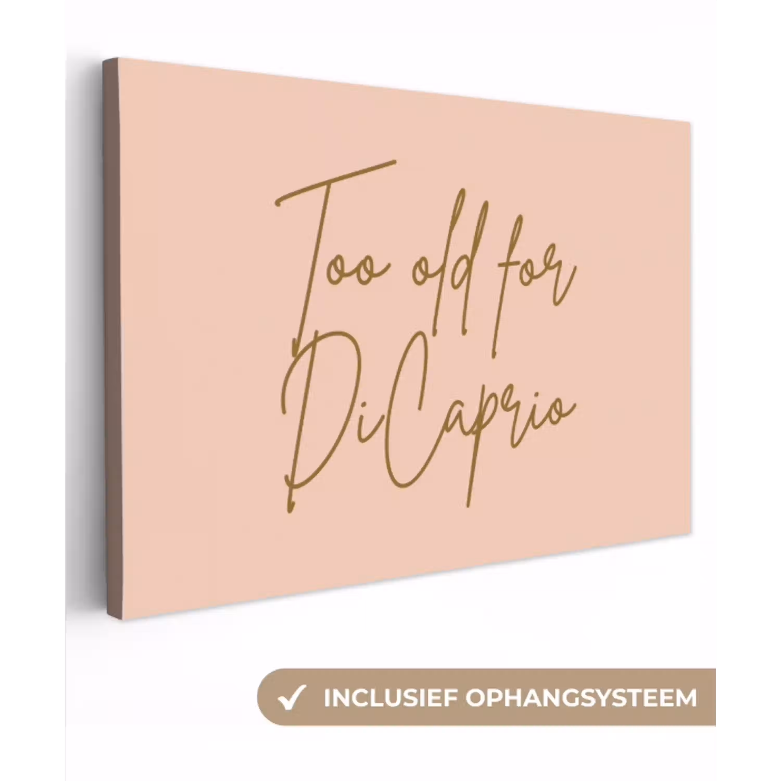 Too old for dicaprio - Roze - Groen canvas 2cm klein -3d