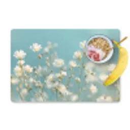 Stengels - Bloemen - Lucht - Wit Placemat vinyl groot -zzzproduct_Kitchenyeah-website