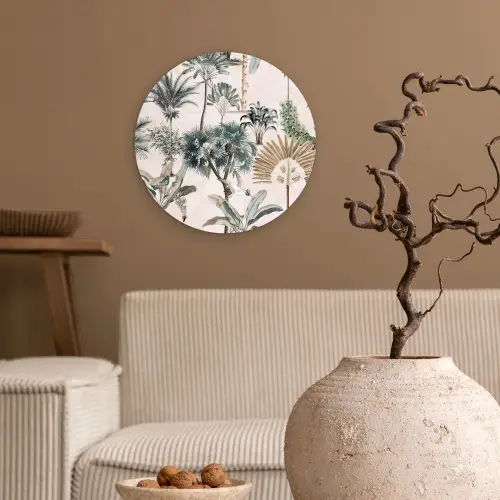 Inductie afdekplaat - Vintage - Jungle - Dieren - Natuur - Inductie beschermer Wandcirkel plexiglas klein -sfeer1