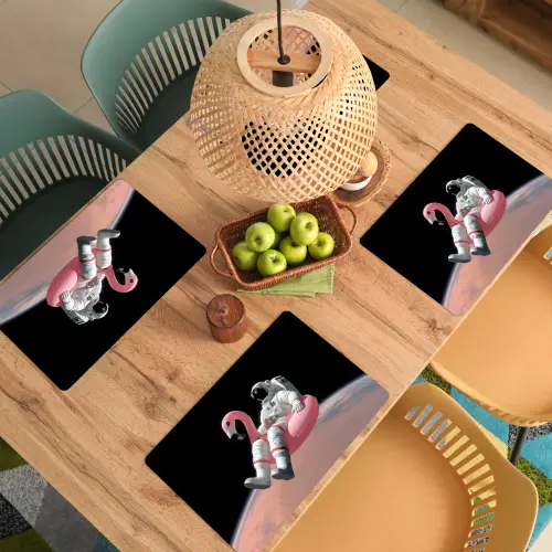 Astronaut - Flamingo - Zwemband - Roze Placemat vinyl groot -zzsfeer5_Kitchenyeah-website