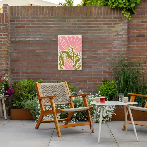 Bloemen - Bladeren - Abstract - Roze Tuinposter op houten frame 2 cm dik klein -sfeer3