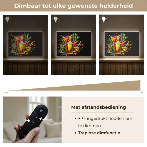 Olijfolie - Graffiti - Peper - Olijven - Modern Light Box met batterij (Wandlamp) middel -USP_dimbaarNL