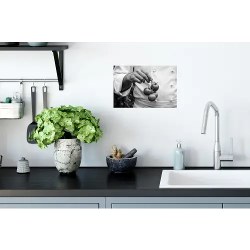 Tomaten - Chef - Zwart - Wit Muursticker klein -keuken