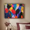 Bloemen - Bladeren - Abstract - Rood Textielframe zwart klein -sfeer1