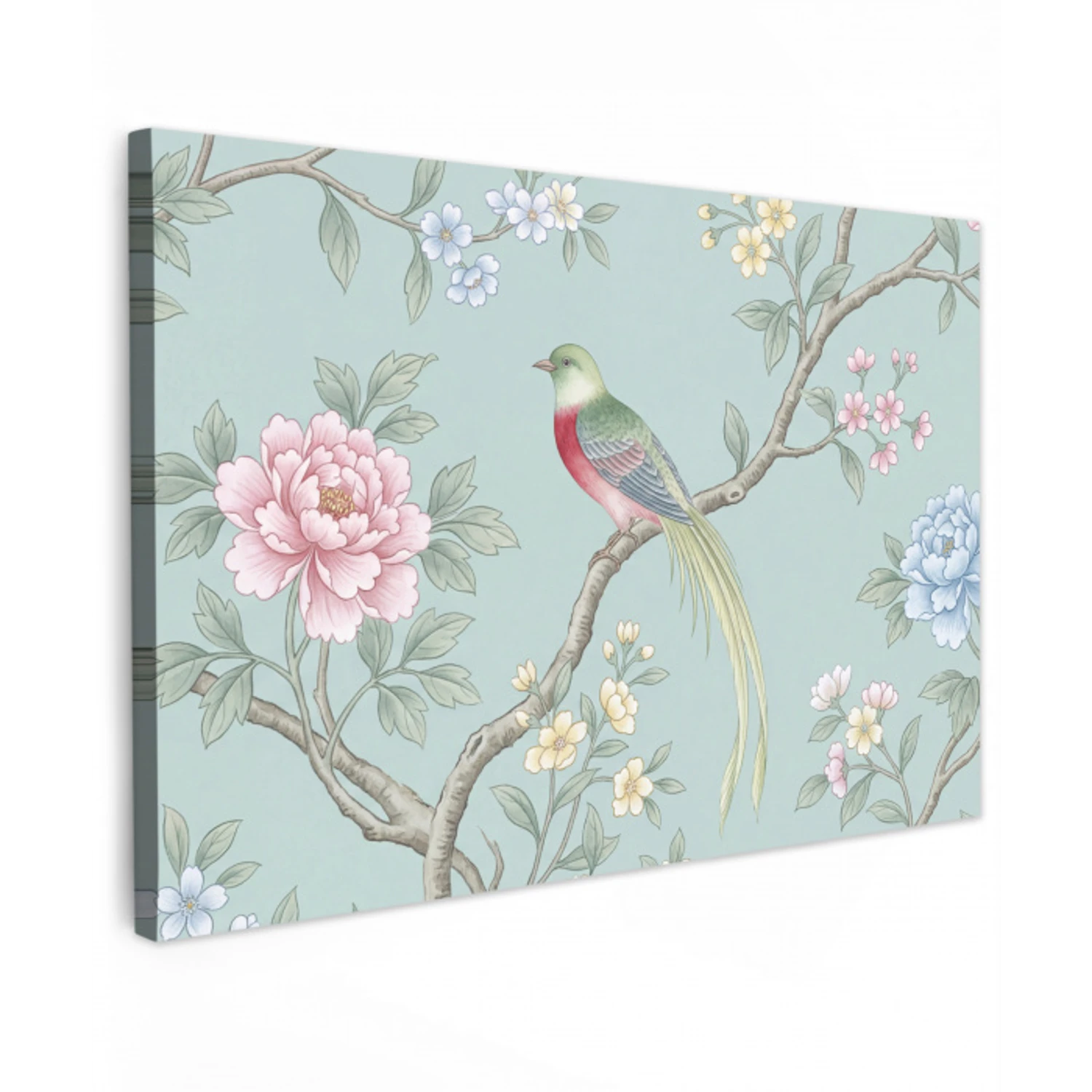 Vogel - Bloemen - Kleurrijk canvas 2cm klein -z3d