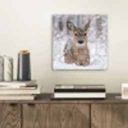 Hert - Sneeuw - Bos - Dieren - Vertederend plexiglas 5mm klein -sfeer1