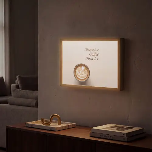 Koffie - Obessive Coffee Disorder - Beige Light Box met batterij (Wandlamp) middel -sfeer1