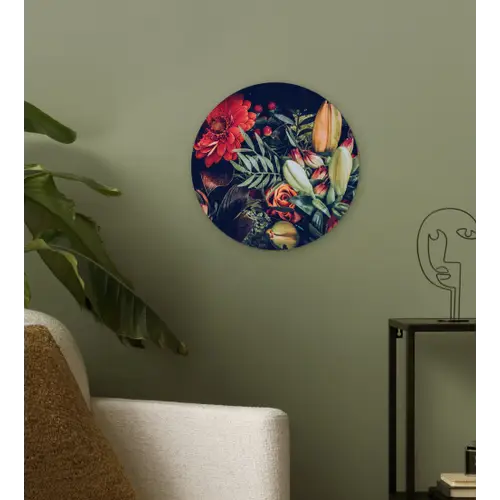Boeket - Stilleven - Bloemen - Planten - Rood Wandcirkel kunststof plaat 5mm dik klein -sfeer3