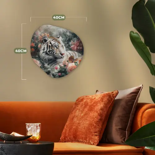 Tijger - Wilde dieren - Bloemen - Jungle Wandcirkel Organisch Forex 3mm klein -sfeer3