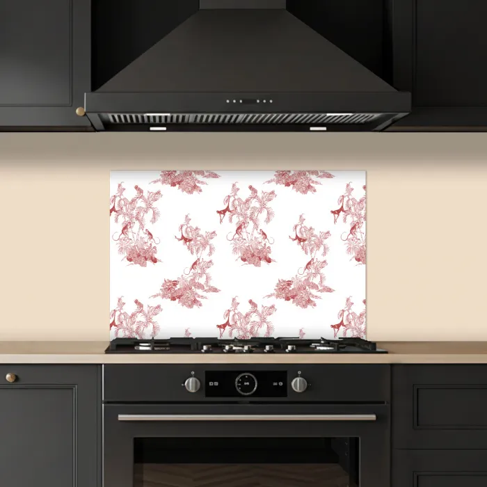 Chimpansee - Beplanting - Rood keuken achterwand spatscherm klein 900 -sfeer1