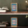 Vissen - Rood - Blauw Light Box met kabel (Tafellamp) klein -sfeer3