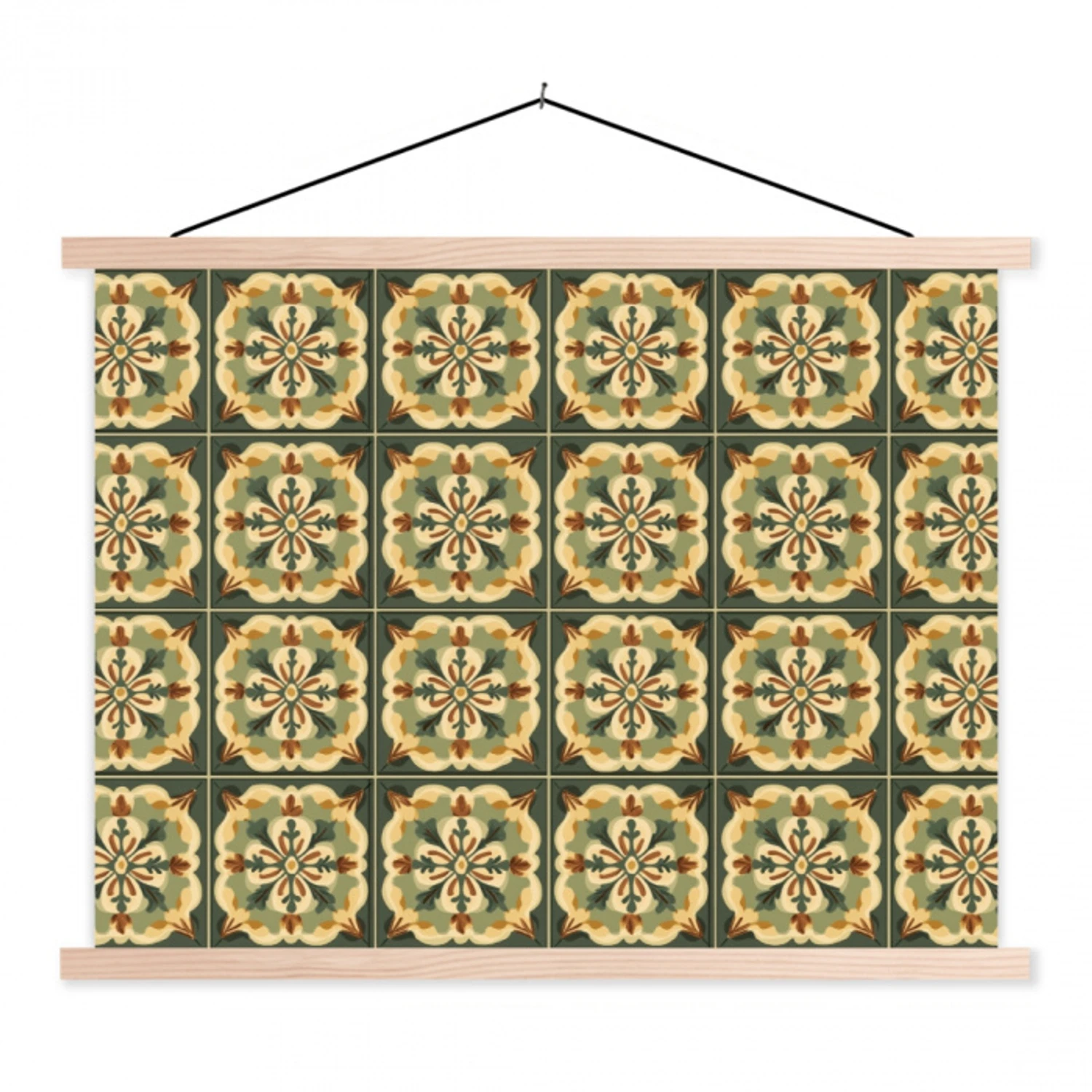 Ornament - Patroon - Groen textielposter latten blank klein 122 -3d
