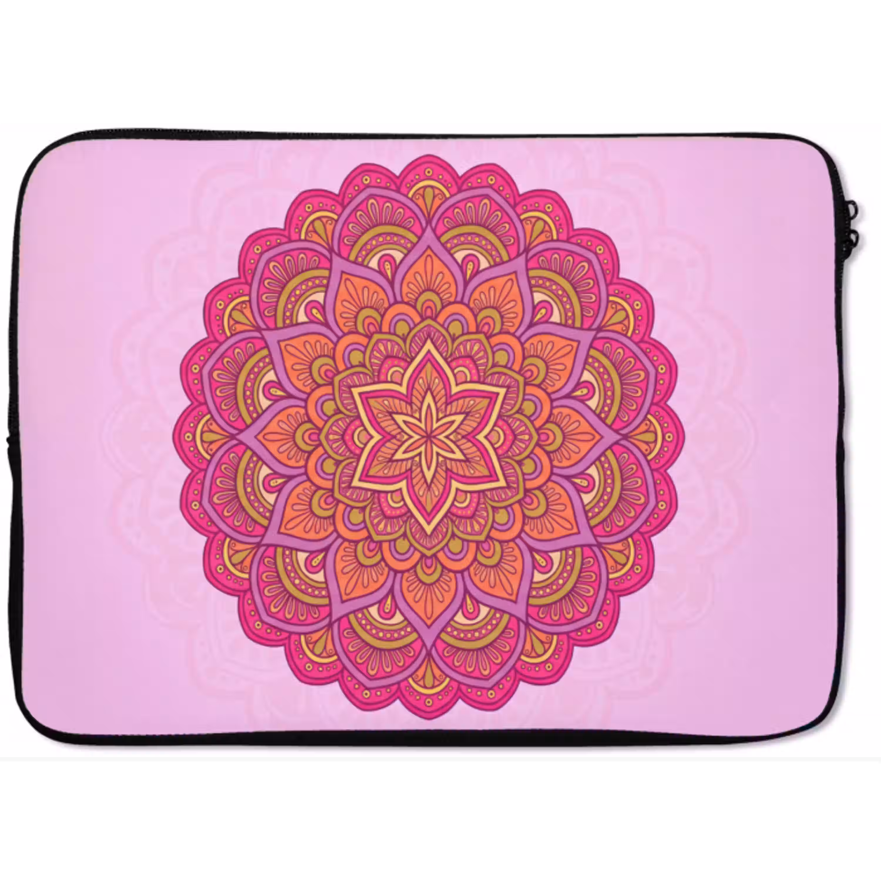 Mandala - Cirkel - Spiritueel - Oosters - Roze laptophoes neopreen klein -zkaufland3dotto