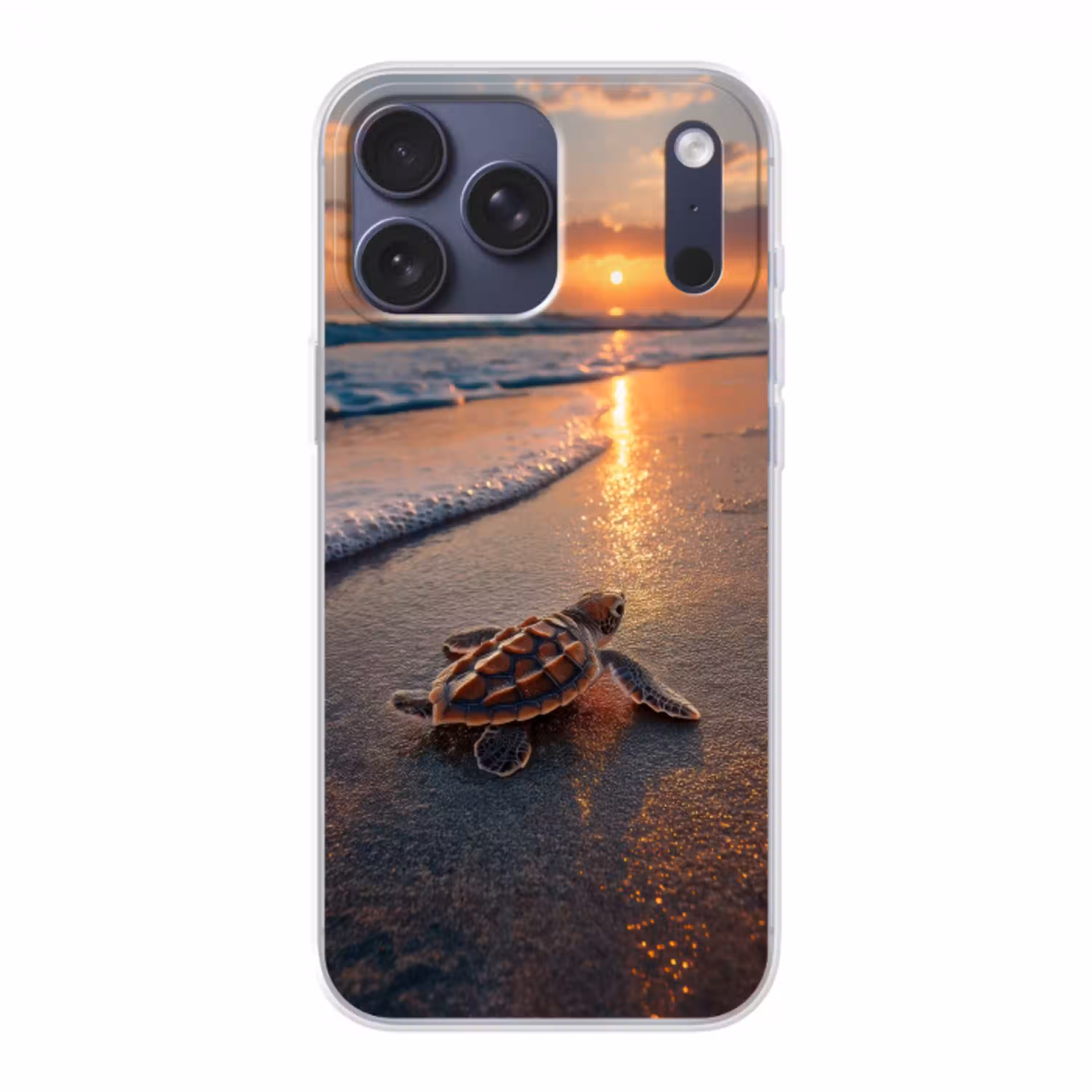 Schildpad - strand - Zonsondergang Telefoonhoesje iPhone 17 Pro Max klein -3d