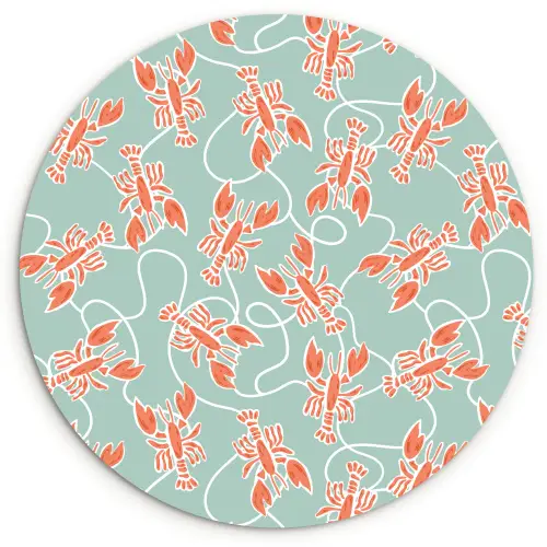 Zee - Kreeft - Groen - Oranje Wandcirkel plexiglas klein 852 -3d