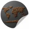 Wereldkaart - Koffie - Grijs Wandcirkel behangsticker klein -3d