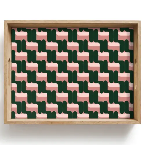 Vlechtpatroon - Groen - Roze - Geometrisch Dienblad Rechthoek middel 911 -z3d_shopping
