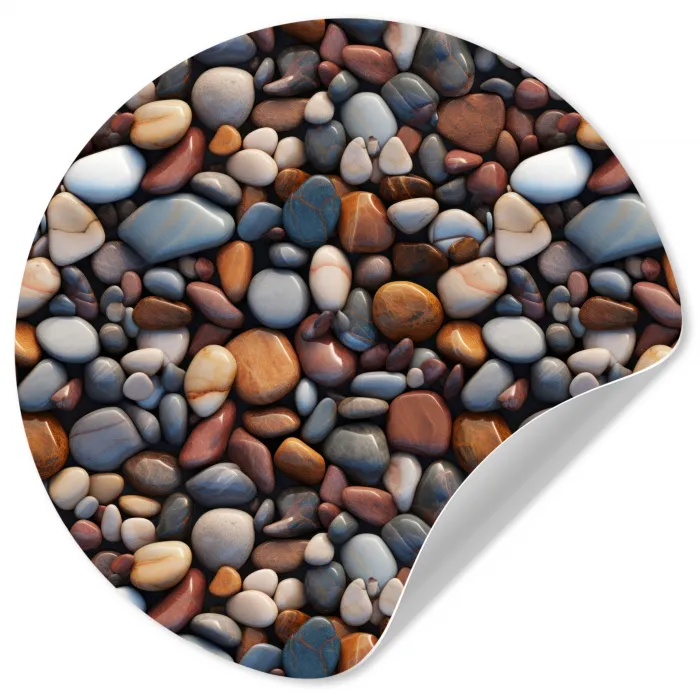 Gepolijst - Kiezel - Warm Wandcirkel behangsticker klein 186 -3d