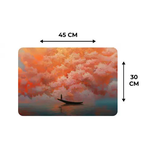 Zee - Boot - Wolken - Oranje Placemat vinyl groot -specs