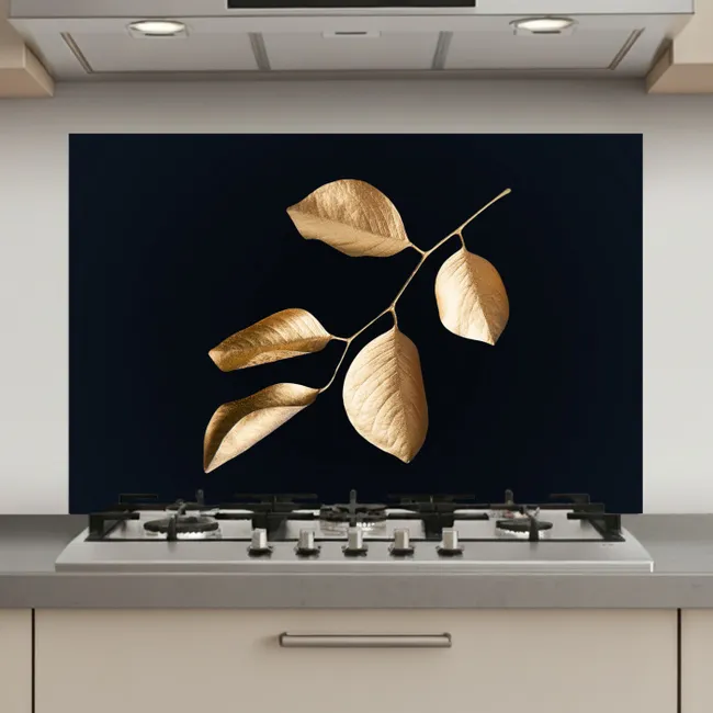 Bladeren - Tak - Goud - Luxe keuken achterwand spatscherm klein -3d_website