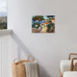 Huizen - Mozaïek - Sinaasappelbomen - Zee tuinposter los doek klein -sfeer8