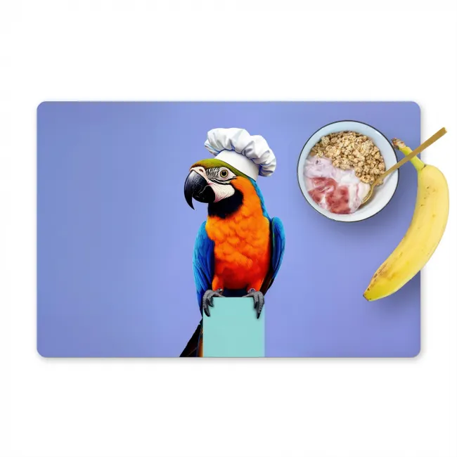 Papegaai - Koksmuts - Vogel - Leuk Placemat vinyl groot -zzzproduct_Kitchenyeah-website